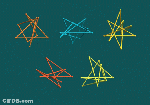 A Blue Background With Four Different Colored Stars GIF