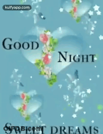 A Blue Background With Hearts And The Words Good Night Sweet Dreams On It GIF