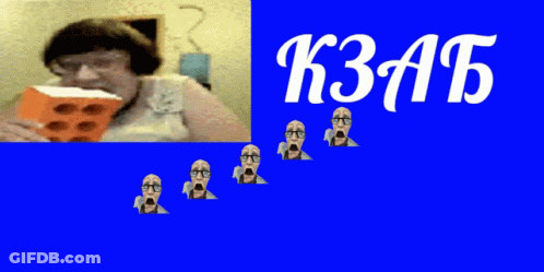 A Blue Background With Kzab Written In White GIF