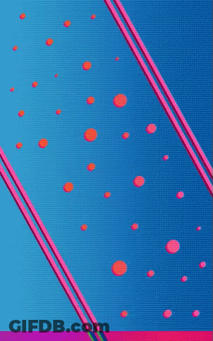 A Blue Background With Pink Lines And Orange Dots On It GIF