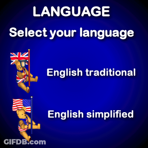 A Blue Background With Teddy Bears And The Words " Language Select Your Language " GIF