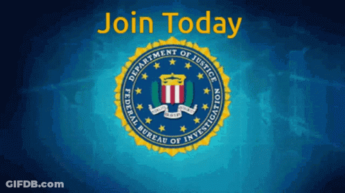 A Blue Background With The Department Of Justice Logo GIF