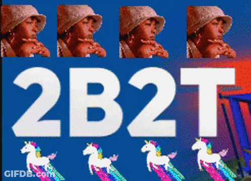 A Blue Background With The Letters 2B2t On It GIF