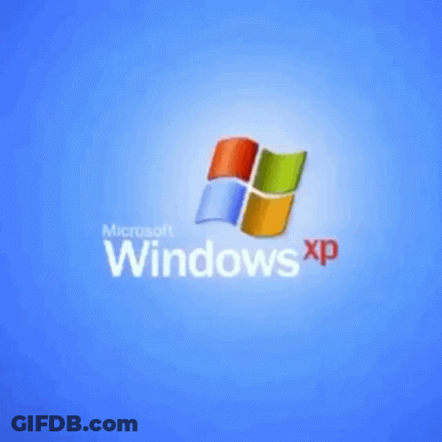 A Blue Background With The Microsoft Windows Xp Logo On It GIF