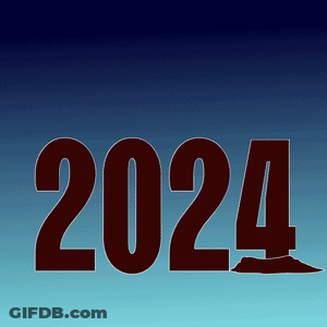 A Blue Background With The Number 2024 In Red Letters GIF