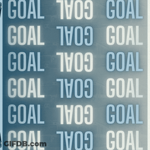 A Blue Background With The Word Goal In White GIF