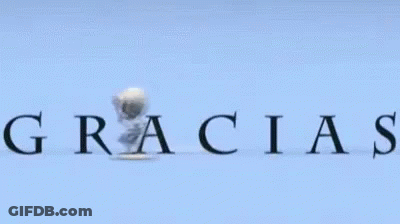 A Blue Background With The Word Gracias Written On It GIF