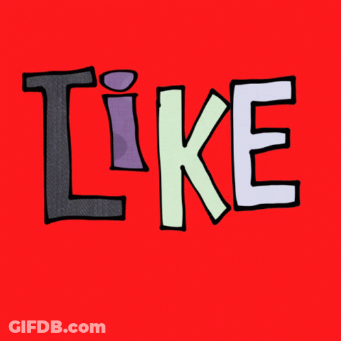 A Blue Background With The Word Like Written In Different Colors GIF