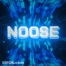 A Blue Background With The Word Noose In White GIF