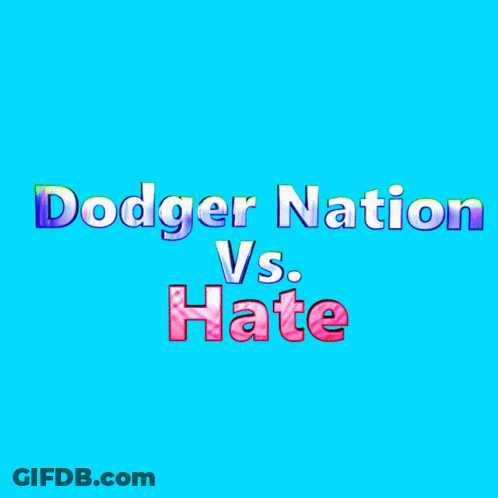 A Blue Background With The Words Dodger Nation Vs GIF