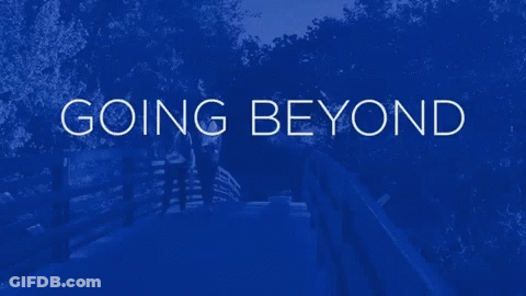 A Blue Background With The Words Going Beyond The Major On It GIF