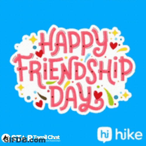 A Blue Background With The Words Happy Friendship Day GIF