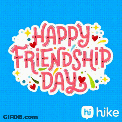 A Blue Background With The Words Happy Friendship Day Written On It GIF