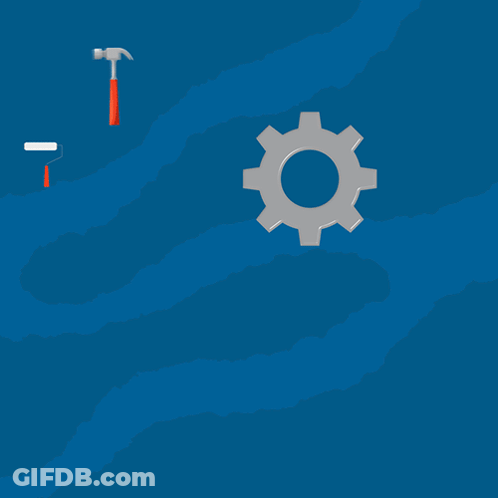 A Blue Background With The Words Happy Labor Day And A Gear GIF