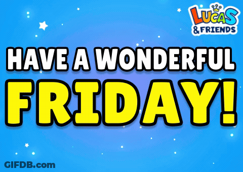 A Blue Background With The Words Have A Wonderful Friday In Yellow Letters GIF