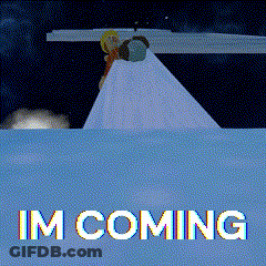 A Blue Background With The Words Im Coming GIF