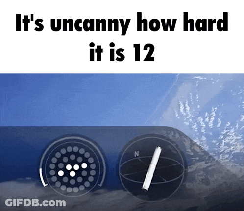A Blue Background With The Words " It 'S Uncanny How Hard It Is 12 " On It GIF