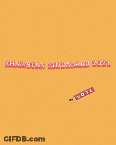 A Blue Background With The Words Khalistan Zindabad 2021 And A Pencil GIF