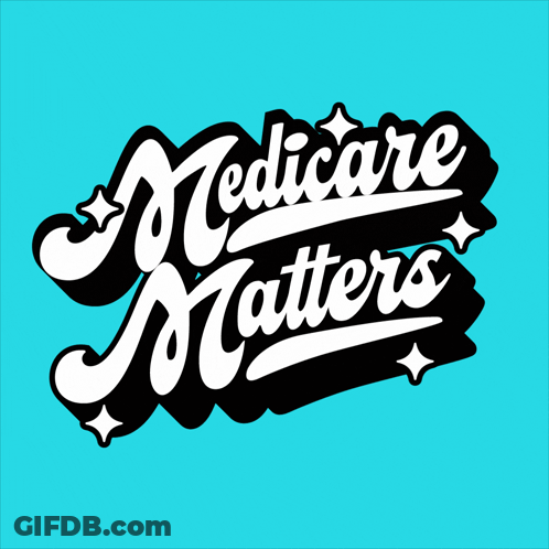 A Blue Background With The Words Medicare Matters In White Letters GIF