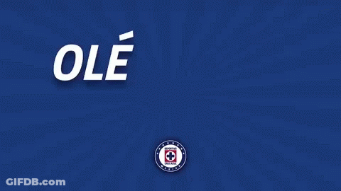 A Blue Background With The Words Ole Ole Ole In White Letters GIF