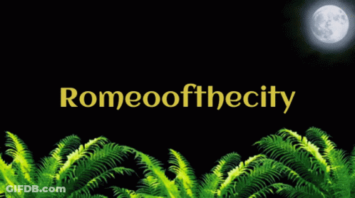 A Blue Background With The Words Romeo Of The City In Yellow GIF