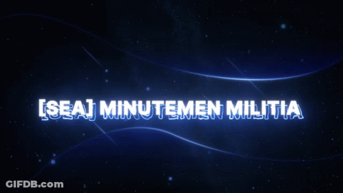 A Blue Background With The Words Sea Minutemen Militia GIF