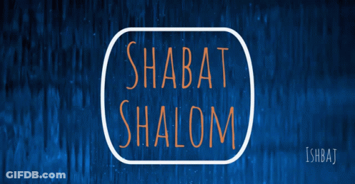 A Blue Background With The Words Shabat Shalom GIF
