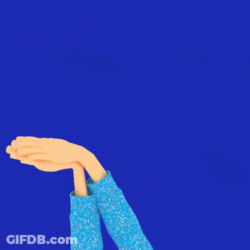 A Blue Background With The Words Thank You Volunteer Above A Person 'S Hands GIF