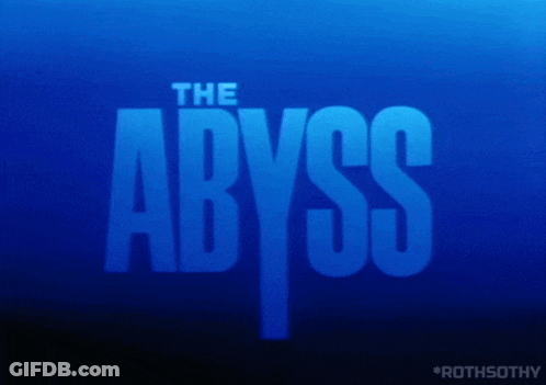 A Blue Background With The Words The Abyss GIF