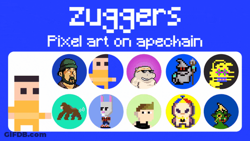 Pixel Art Blue Background Zugger's Pixel Art On Apechain GIF