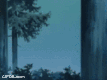 A Blue Background With Trees And The Words " Get Over It " GIF