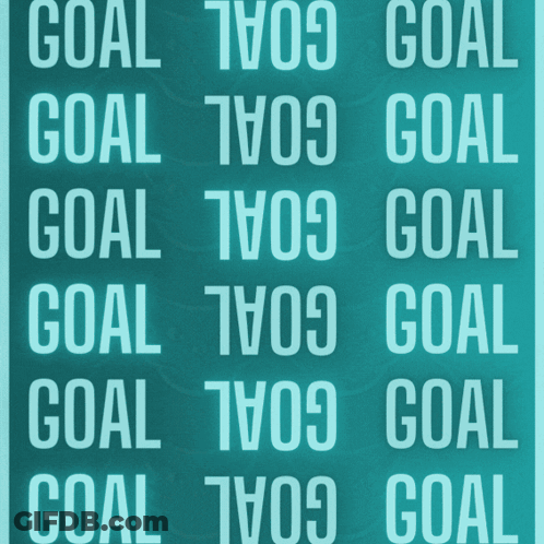 A Blue Background With White Letters That Say Goal GIF