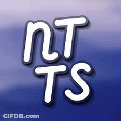 A Blue Background With White Letters That Say Nt Ts On It . GIF