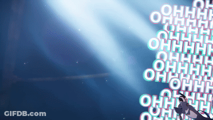 A Blue Background With White Letters That Say Oh On It GIF