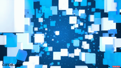 A Blue Background With White Squares And The Words Thinkfield GIF