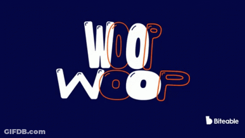 A Blue Background With Woop Woop Written On It GIF