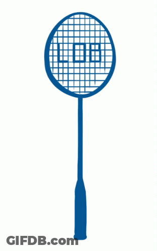 A Blue Badminton Racket With The Letter L On The Net GIF