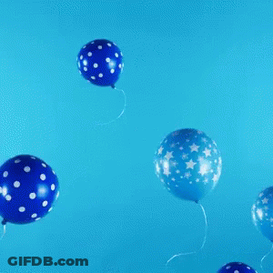 A Blue Balloon That Says Yay On It GIF