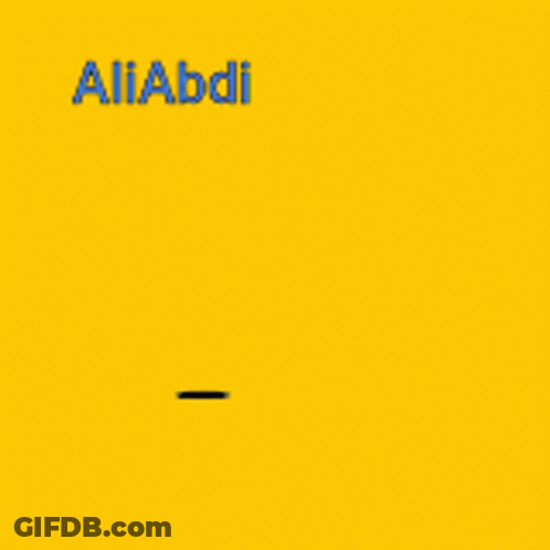 A Blue Bird With A Pink Beak Is On A Yellow Background With The Name Aliabdi GIF
