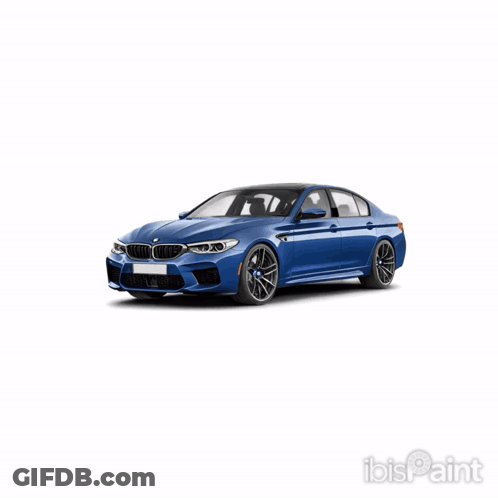 A Blue Bmw With The Word Ibis Paint On The Bottom Right GIF