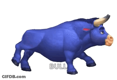 A Blue Bull With The Word Bull On The Bottom GIF