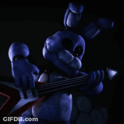 Blue Bunny Playing Guitar In Dark GIF