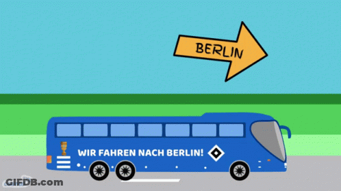 Blue Bus With Wir Fahren Nach Berlin Text GIF