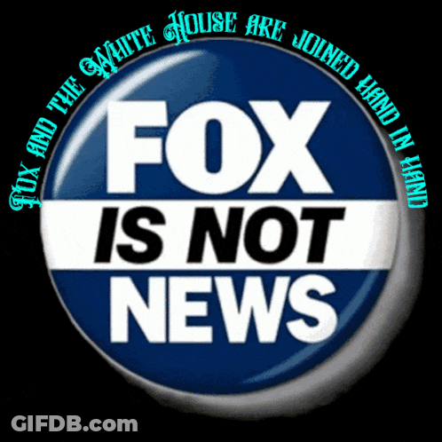 A Blue Button That Says Fox Is Not News On It GIF