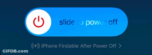 A Blue Button That Says Iphone Findable After Power Off On The Bottom GIF