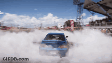 A Blue Car Is Drifting On A Race Track And The Word Drift Is On The Bottom Right GIF