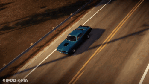 A Blue Car Is Driving Down A Highway GIF
