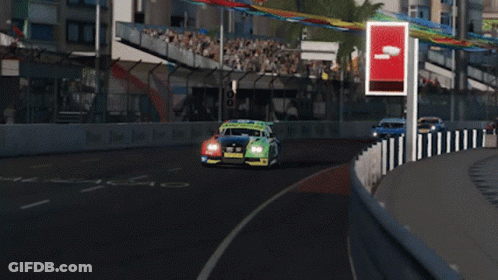 A Blue Car With The Number 3 On The Side GIF