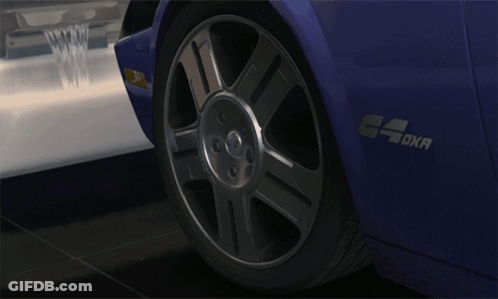 A Blue Car With The Word G4oxr On The Side Of It GIF