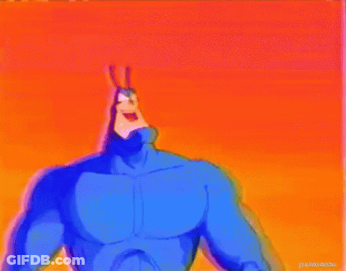 A Blue Cartoon Character Is Giving A Thumbs Up Sign GIF